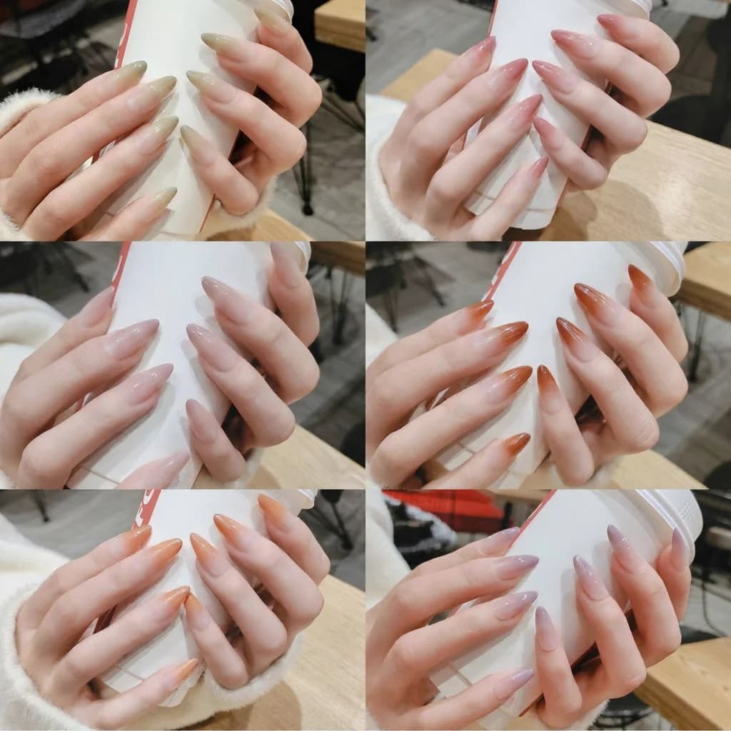 롱 그라데이션 스타 패턴 붙이는 네일 팁
