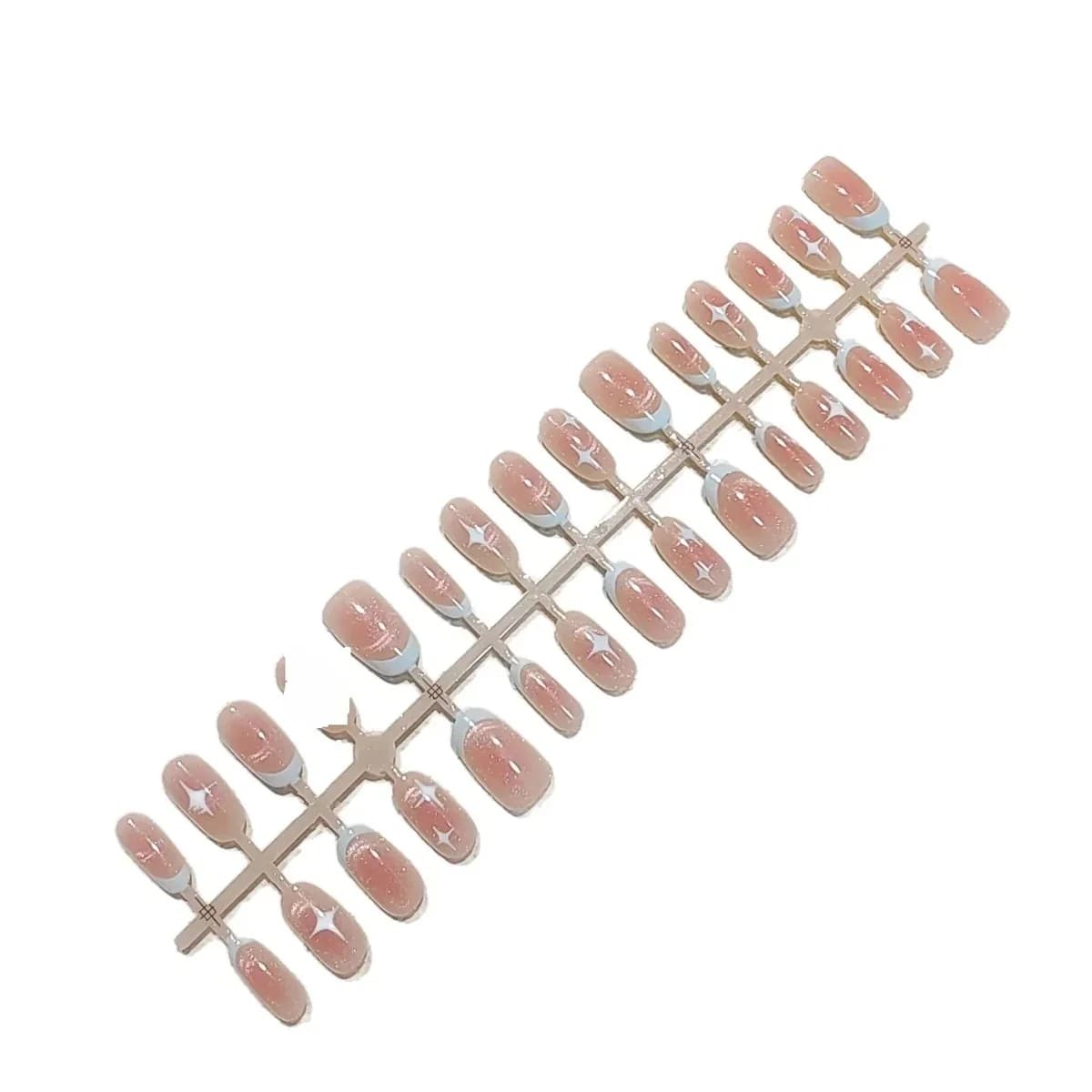 쇼트 오벌 핑크 별빛 캣아이 붙이는 네일