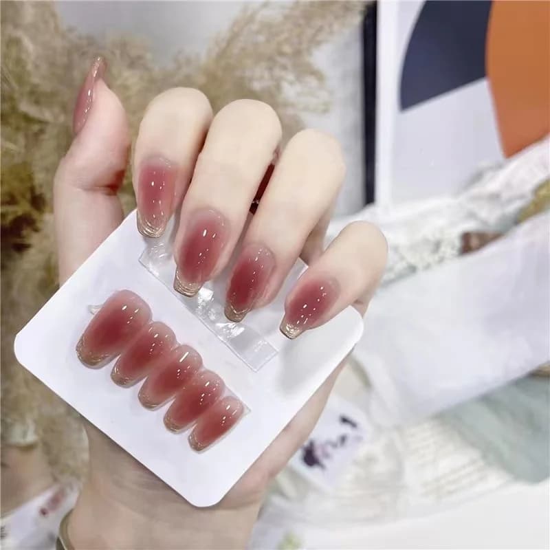 문라이트 크롬 피니쉬 선셋 블러쉬 롱 코핀 붙이는 네일