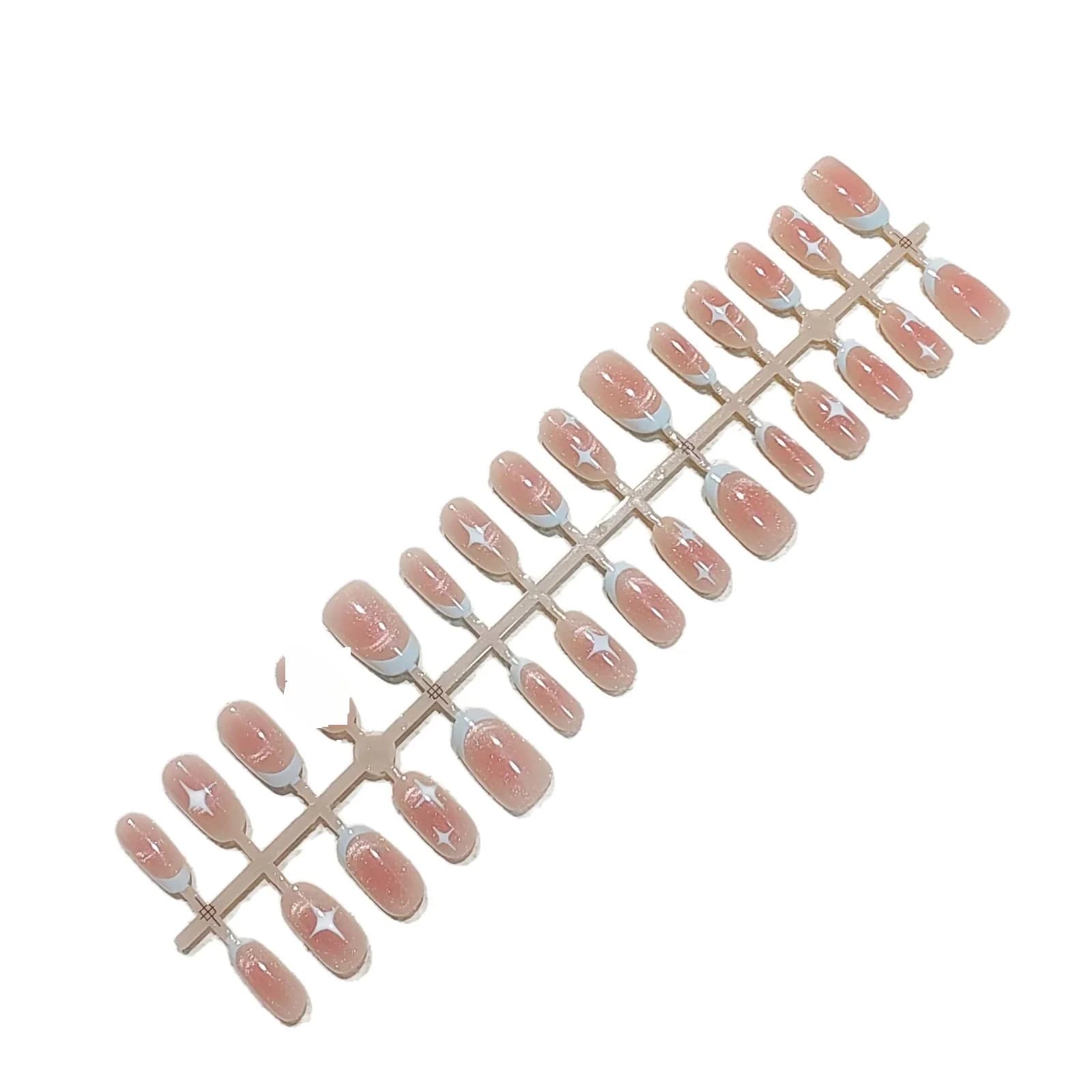 쇼트 오벌 핑크 별빛 캣아이 붙이는 네일