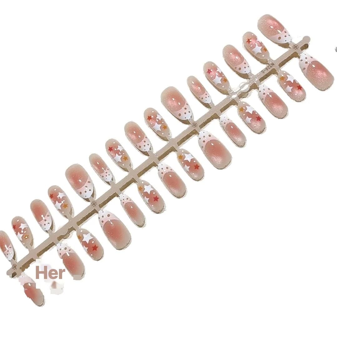 캣아이 글래스 비드 붙이는 네일 미디엄 오벌 여름 프레시 스타일